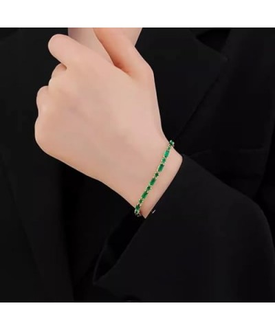 Tennis Bracelets for Women,Adjustable 18K Gold Plated Cubic Zirconia Tennis Gold-Green-1 $7.64 Bracelets