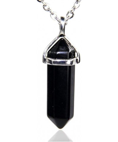 Gemstone Hexagonal Pointed Reiki Chakra Pendant Necklace 18 Black Agate $6.59 Necklaces