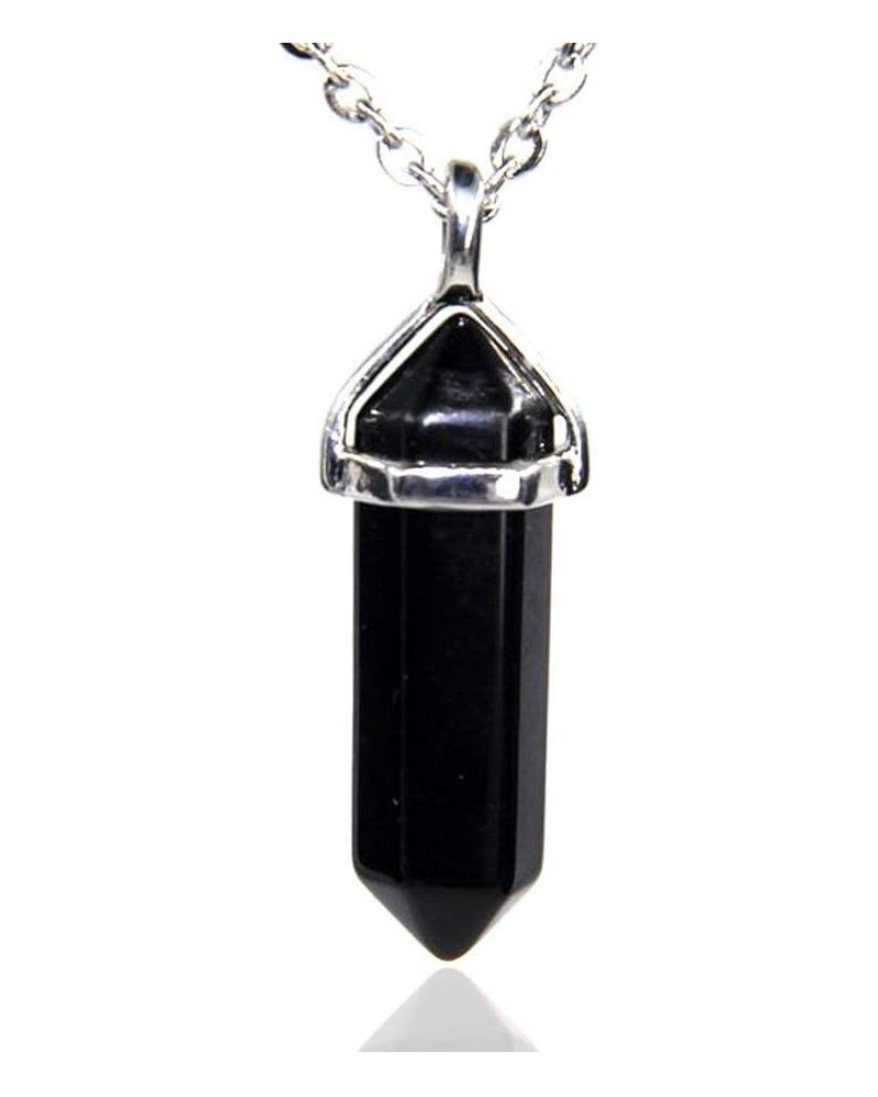 Gemstone Hexagonal Pointed Reiki Chakra Pendant Necklace 18 Black Agate $6.59 Necklaces