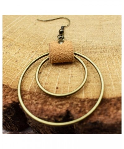 Handmade Big Hoop Earrings, Boho Earrings, Colorful Wooden Leather Earrings, Wood Circle, Statement Jewelry for Women Brass $...