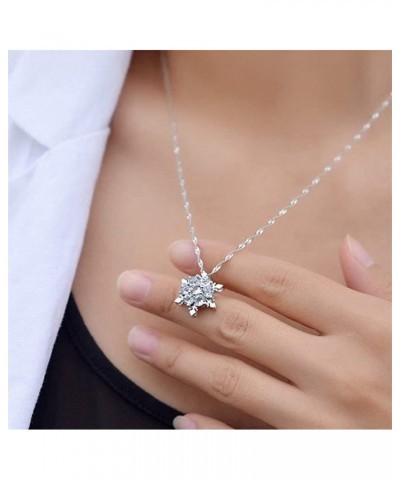 1 PCS Elegant Necklace Snowflake Shape Sparkly Diamond Clavicle Chain Neck Pendant for Women Girls Ladies Silver Durable Desi...