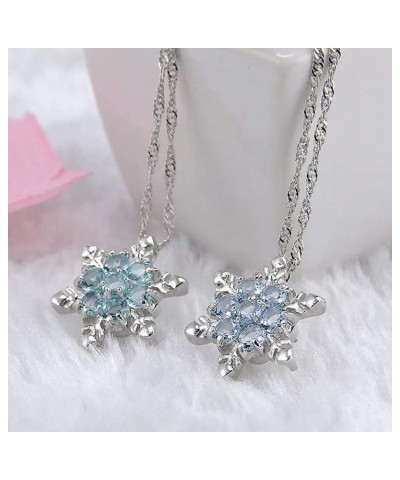 1 PCS Elegant Necklace Snowflake Shape Sparkly Diamond Clavicle Chain Neck Pendant for Women Girls Ladies Silver Durable Desi...