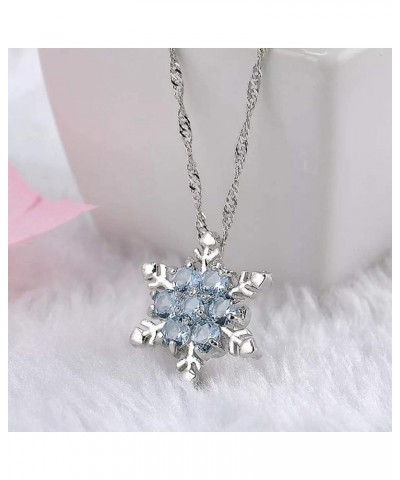 1 PCS Elegant Necklace Snowflake Shape Sparkly Diamond Clavicle Chain Neck Pendant for Women Girls Ladies Silver Durable Desi...