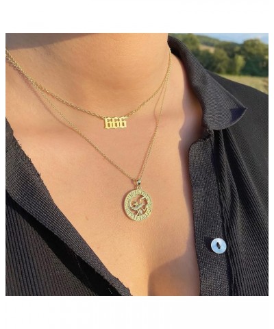 Lucky Number Necklace For Women Men 18K Gold Silver 111 222 333 444 555 666 777 888 999 Pendant Angel Number Necklaces Choker...