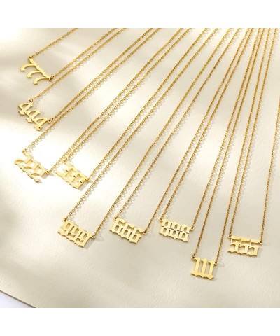 Lucky Number Necklace For Women Men 18K Gold Silver 111 222 333 444 555 666 777 888 999 Pendant Angel Number Necklaces Choker...