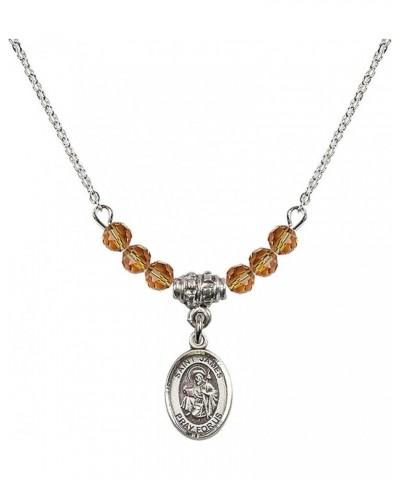 November Birth Month Bead Necklace with Catholic Patron Saint Petite Charm, 18 Inch Saint James the Greater $32.44 Necklaces