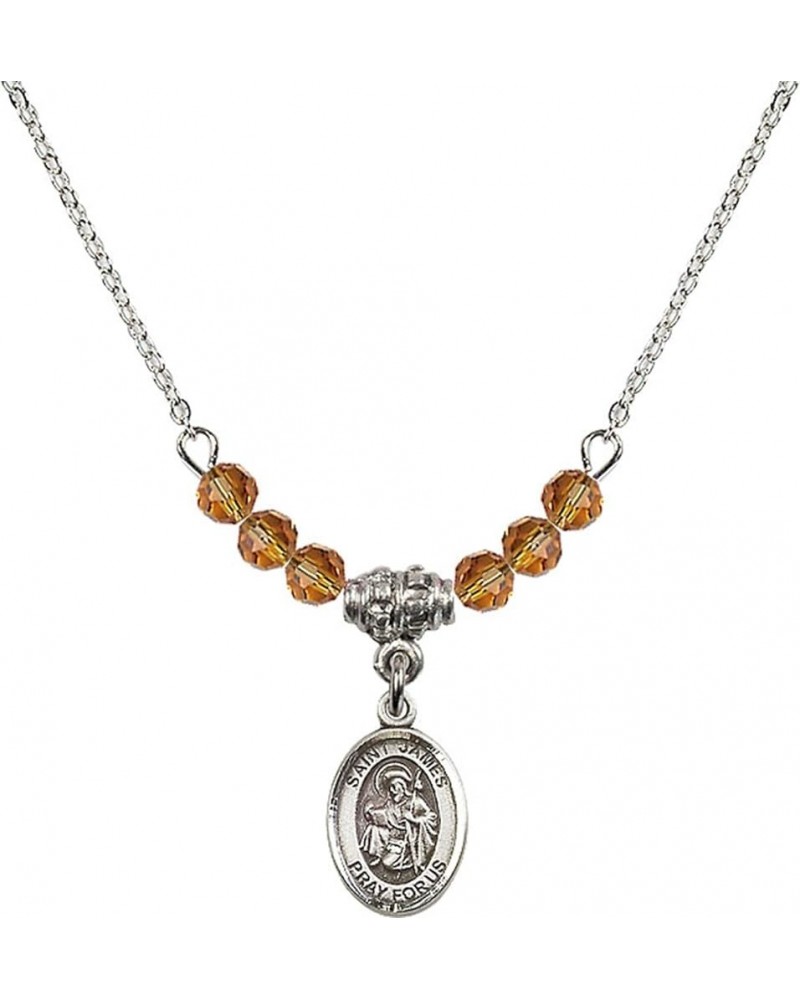 November Birth Month Bead Necklace with Catholic Patron Saint Petite Charm, 18 Inch Saint James the Greater $32.44 Necklaces