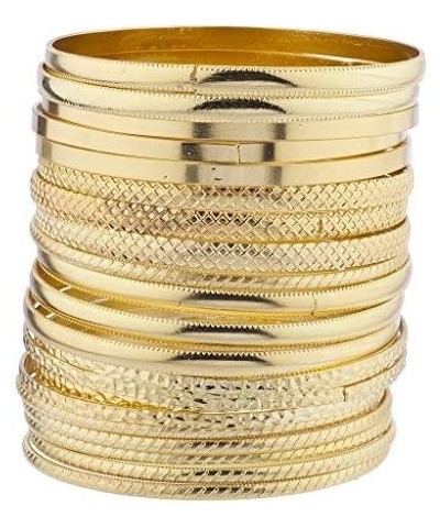 Gold Tone Multi Textured and Smooth Aztec Bangle Set Gold $9.46 Bracelets