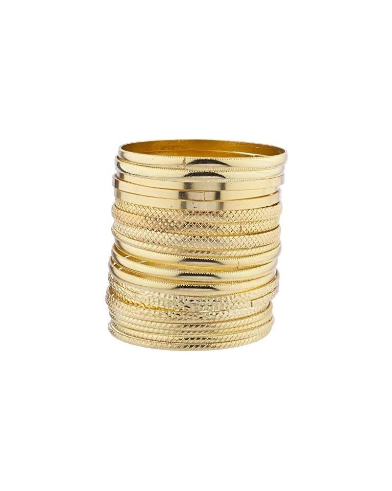 Gold Tone Multi Textured and Smooth Aztec Bangle Set Gold $9.46 Bracelets