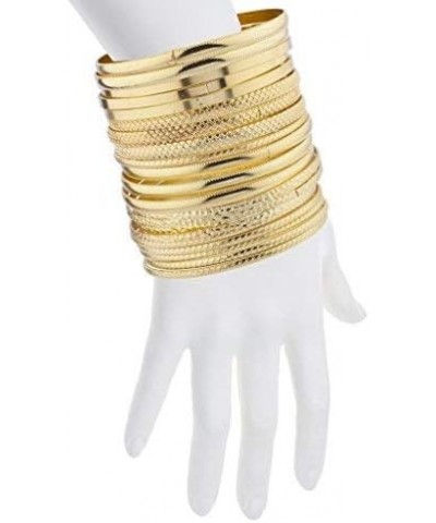 Gold Tone Multi Textured and Smooth Aztec Bangle Set Gold $9.46 Bracelets