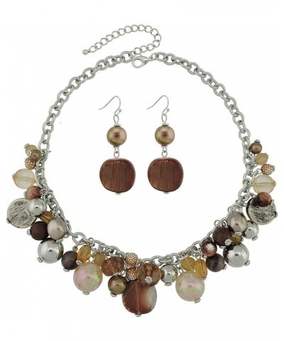 Women's Beaded Strand Statement Necklace Beads Collar N0002-Brown $11.76 Necklaces