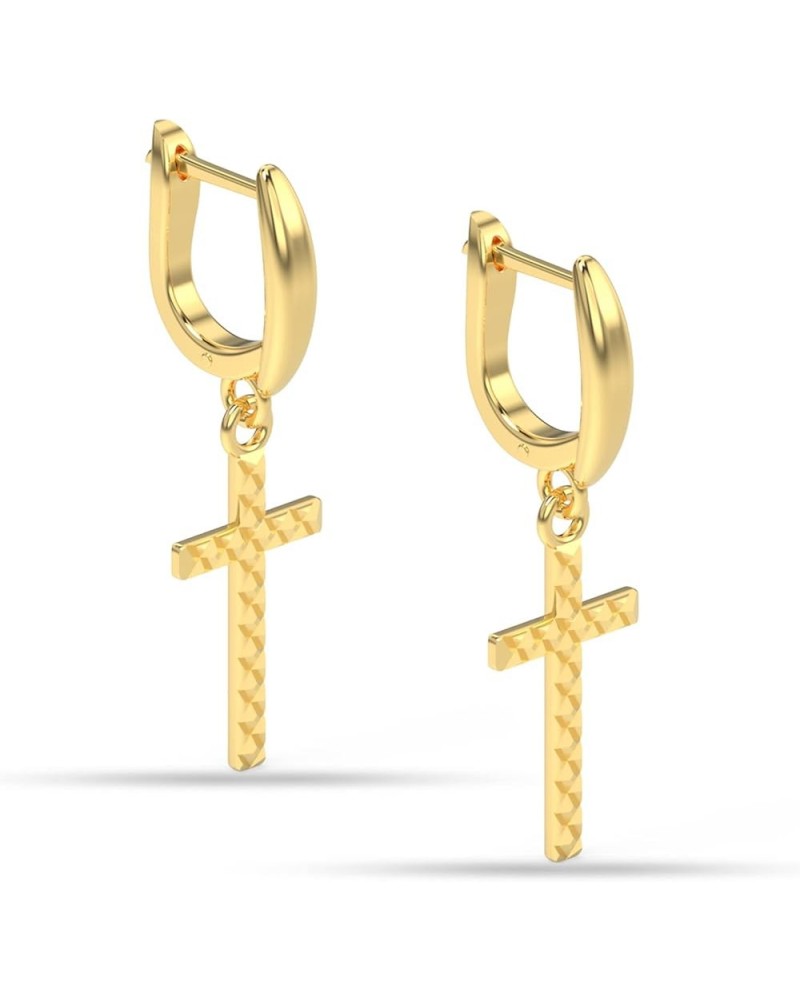 925 Sterling Silver Cross Drop Earrings for Men and Women Classic Christian Cross Shaped Drop Dangler Unisex Earrings Gold Hu...