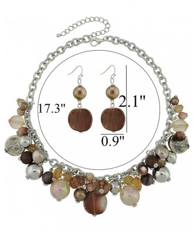 Women's Beaded Strand Statement Necklace Beads Collar N0002-Brown $11.76 Necklaces