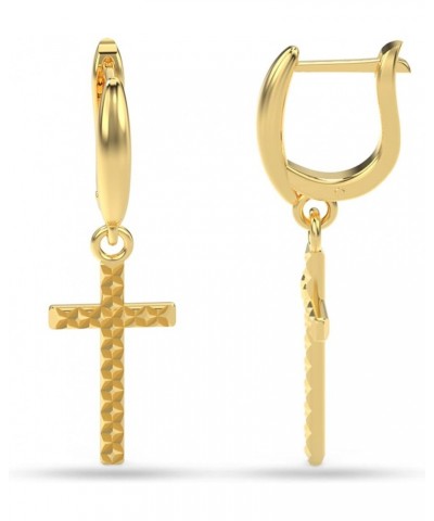 925 Sterling Silver Cross Drop Earrings for Men and Women Classic Christian Cross Shaped Drop Dangler Unisex Earrings Gold Hu...