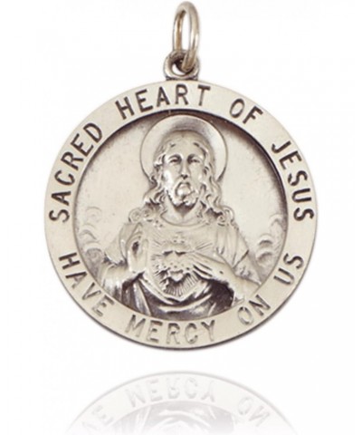 ITI NYC Genuine Sterling Silver (925) Round Sacred Heart of Jesus Medallion (5/8 Inch - 1 Inch) $9.24 Pendants