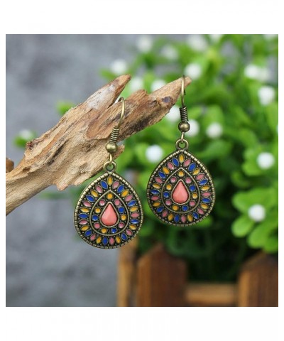 Atmneris Unique Enamel Vintage Dangle Earrings Antique Teardrop Ethnic Earrings Retro Pendant Earrings for Women Jewelry,yell...