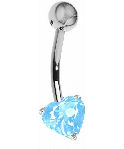 14k Solid Gold Genuine Blue Topaz Heart Belly Button Navel Ring Body Art (Yellow or White) White Gold $36.52 Body Jewelry