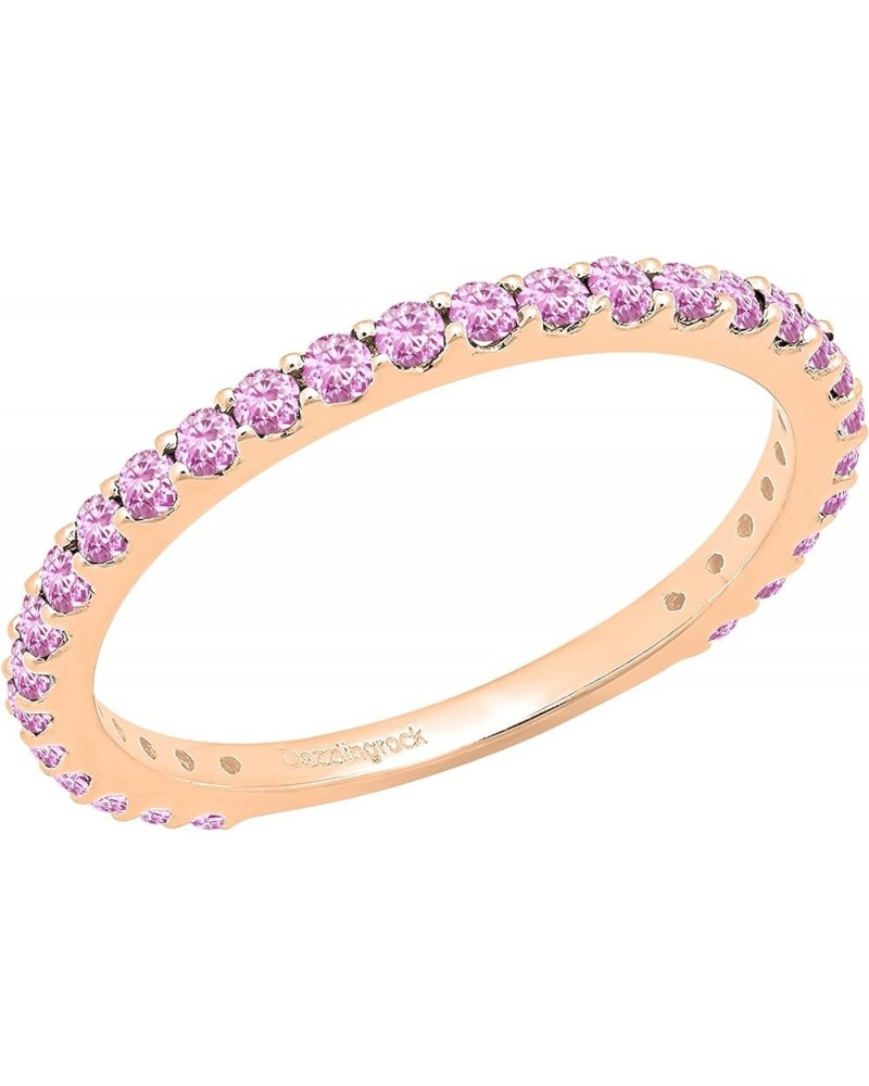 Round Lab Created Pink Sapphire Eternity Style Wedding Band for Women in 10K Gold 6 Rose Gold $86.41 Rings