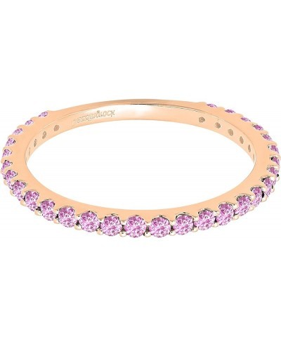 Round Lab Created Pink Sapphire Eternity Style Wedding Band for Women in 10K Gold 6 Rose Gold $86.41 Rings