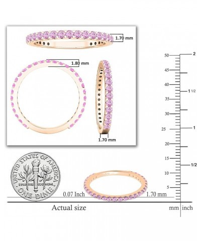 Round Lab Created Pink Sapphire Eternity Style Wedding Band for Women in 10K Gold 6 Rose Gold $86.41 Rings