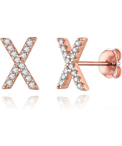 Hypoallergenic 925 Sterling Silver Cubic Zirconia Initial Stud Earrings Dainty Tiny Alphabet A-Z Letter Studs for Women Girls...