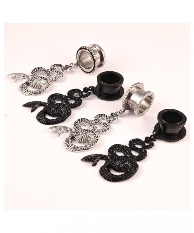 2PCS Cool Coiled Snake Hanger Hypoallergenic Stainless Steel 2g 0g Plugs Ear Gauges Tunnels Piercing Expander Stretchers Fash...