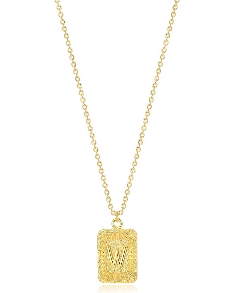 Initial Letter Necklace 16''-18'' | 18k Gold Layered Initial Card Necklace Capital Letter Pendant Necklace Square Alphabet Re...