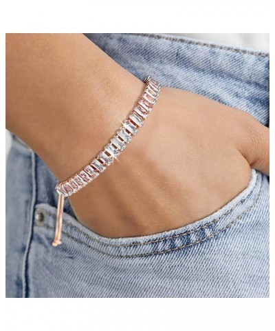 Tennis Bracelets for Women White Gold Plated Diamond AAA+ Cubic Zirconia CZ Dainty Classic Adjustable Slider Bracelet Silver ...