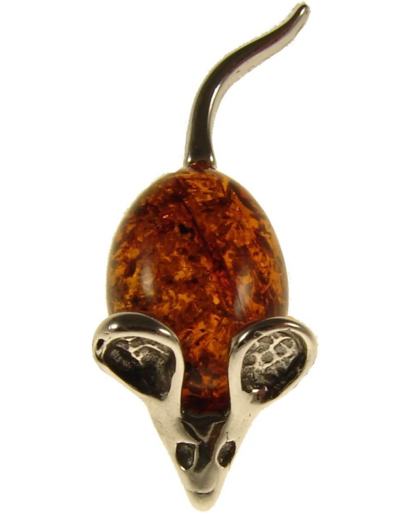 BALTIC AMBER AND STERLING SILVER 925 DESIGNER COGNAC MOUSE BROOCH PIN JEWELLERY JEWELRY $15.30 Brooches & Pins