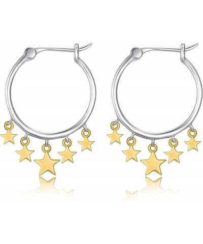 Star Earrings for Women 925 Sterling Silver Cute Hoop Earrings Star Shaped Huggie Earring Gold Plated Jewelry Gifts for Girls...