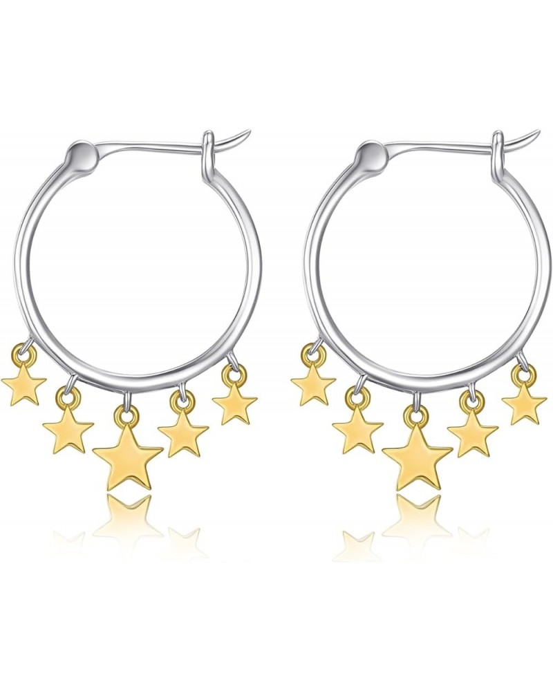 Star Earrings for Women 925 Sterling Silver Cute Hoop Earrings Star Shaped Huggie Earring Gold Plated Jewelry Gifts for Girls...