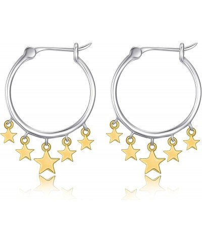 Star Earrings for Women 925 Sterling Silver Cute Hoop Earrings Star Shaped Huggie Earring Gold Plated Jewelry Gifts for Girls...