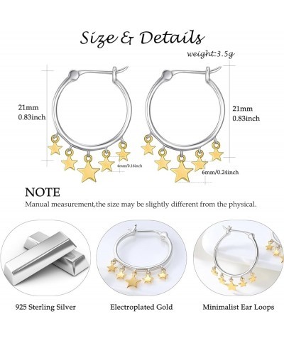 Star Earrings for Women 925 Sterling Silver Cute Hoop Earrings Star Shaped Huggie Earring Gold Plated Jewelry Gifts for Girls...