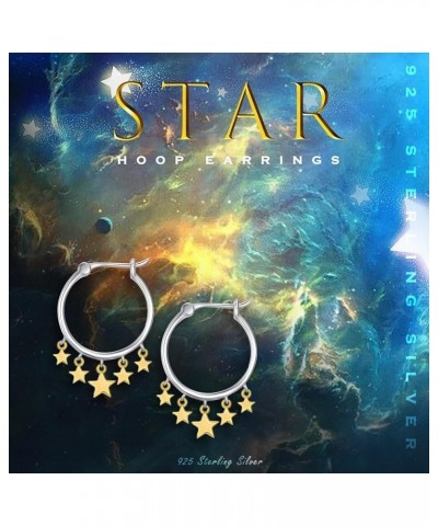 Star Earrings for Women 925 Sterling Silver Cute Hoop Earrings Star Shaped Huggie Earring Gold Plated Jewelry Gifts for Girls...