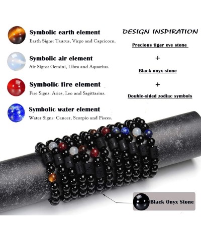 Zodiac Bracelet for Men Women, 8mm 10mm Natural Black Onyx Stone Star Sign Constellation Horoscope Bracelet Gifts virgo women...