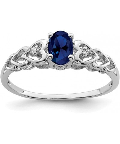 Solid 925 Sterling Silver Created Sapphire Blue September Gemstone and Diamond Engagement Ring (.02 cttw.) $40.29 Rings