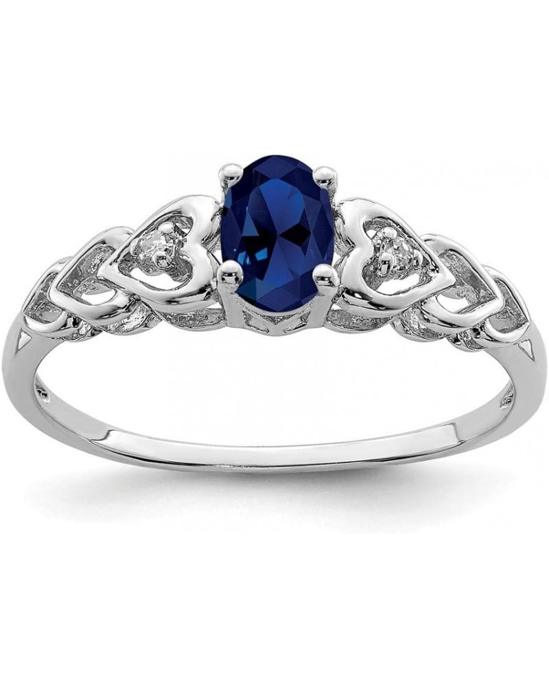 Solid 925 Sterling Silver Created Sapphire Blue September Gemstone and Diamond Engagement Ring (.02 cttw.) $40.29 Rings