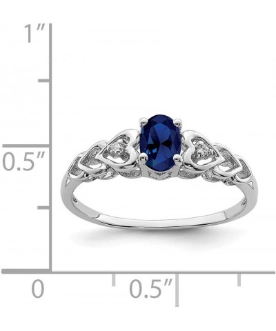 Solid 925 Sterling Silver Created Sapphire Blue September Gemstone and Diamond Engagement Ring (.02 cttw.) $40.29 Rings