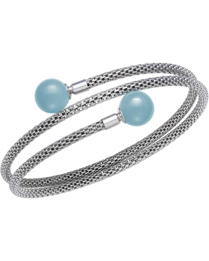 Sterling Silver Natural Aquamarine Gemstone Bracelet $32.56 Bracelets