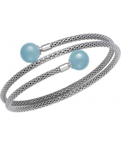 Sterling Silver Natural Aquamarine Gemstone Bracelet $32.56 Bracelets