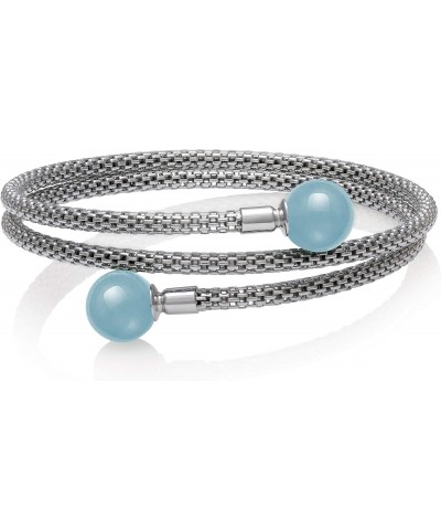 Sterling Silver Natural Aquamarine Gemstone Bracelet $32.56 Bracelets