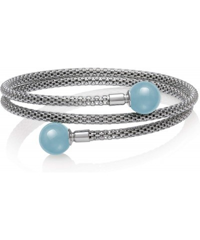 Sterling Silver Natural Aquamarine Gemstone Bracelet $32.56 Bracelets