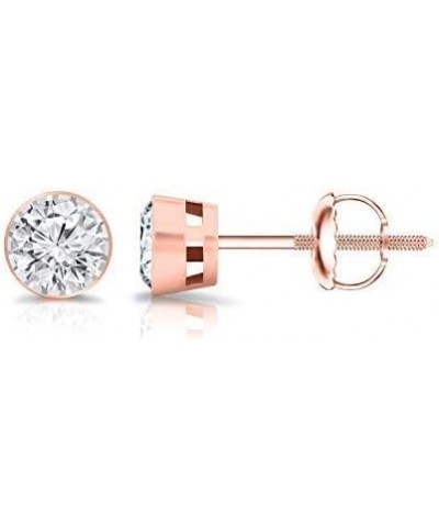 0.15 to 0.25 Carat Lab Grown Diamond Round Stud Earrings in 14k Gold (G-H, VS2-SI1, cttw) Bezel Set Screw Back Rose Gold 0.25...