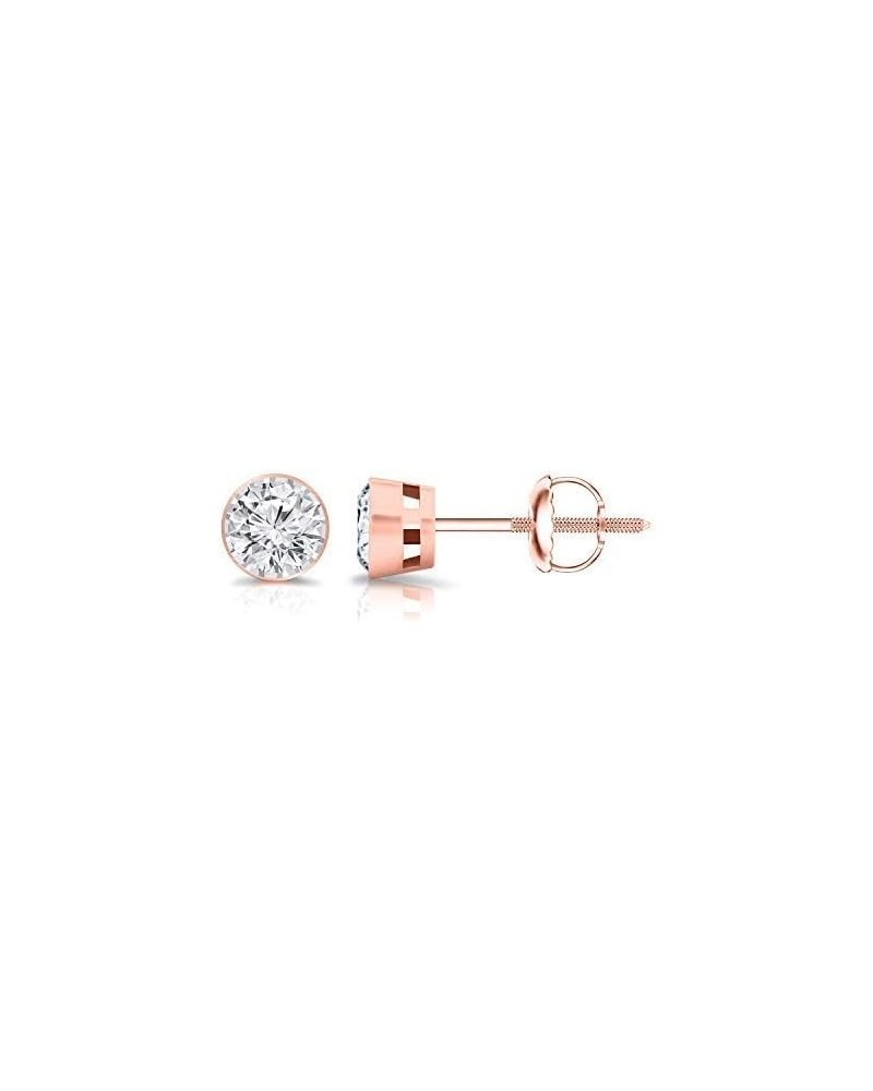 0.15 to 0.25 Carat Lab Grown Diamond Round Stud Earrings in 14k Gold (G-H, VS2-SI1, cttw) Bezel Set Screw Back Rose Gold 0.25...