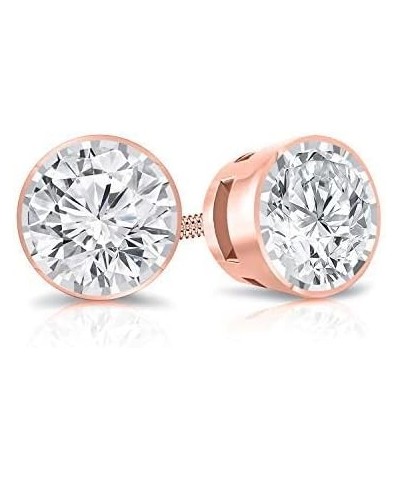 0.15 to 0.25 Carat Lab Grown Diamond Round Stud Earrings in 14k Gold (G-H, VS2-SI1, cttw) Bezel Set Screw Back Rose Gold 0.25...