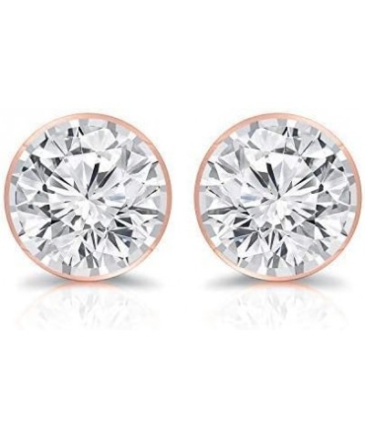 0.15 to 0.25 Carat Lab Grown Diamond Round Stud Earrings in 14k Gold (G-H, VS2-SI1, cttw) Bezel Set Screw Back Rose Gold 0.25...