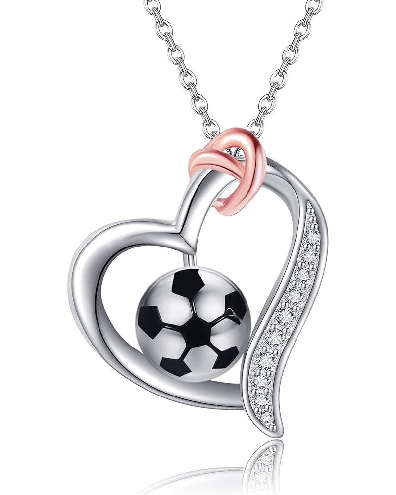 Volleyball/Baseball/Basketball/Tennis/Soccer/Golf Necklace 925 Sterling Sliver Heart Sports Pendant Jewelry Gifts for Women G...