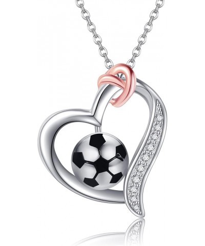 Volleyball/Baseball/Basketball/Tennis/Soccer/Golf Necklace 925 Sterling Sliver Heart Sports Pendant Jewelry Gifts for Women G...