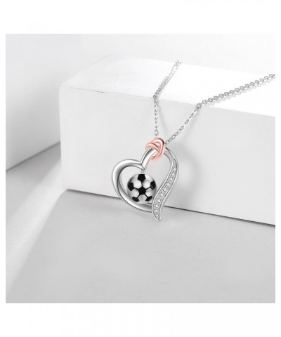 Volleyball/Baseball/Basketball/Tennis/Soccer/Golf Necklace 925 Sterling Sliver Heart Sports Pendant Jewelry Gifts for Women G...