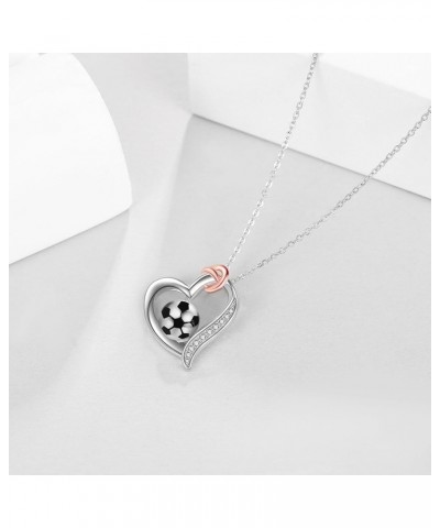 Volleyball/Baseball/Basketball/Tennis/Soccer/Golf Necklace 925 Sterling Sliver Heart Sports Pendant Jewelry Gifts for Women G...